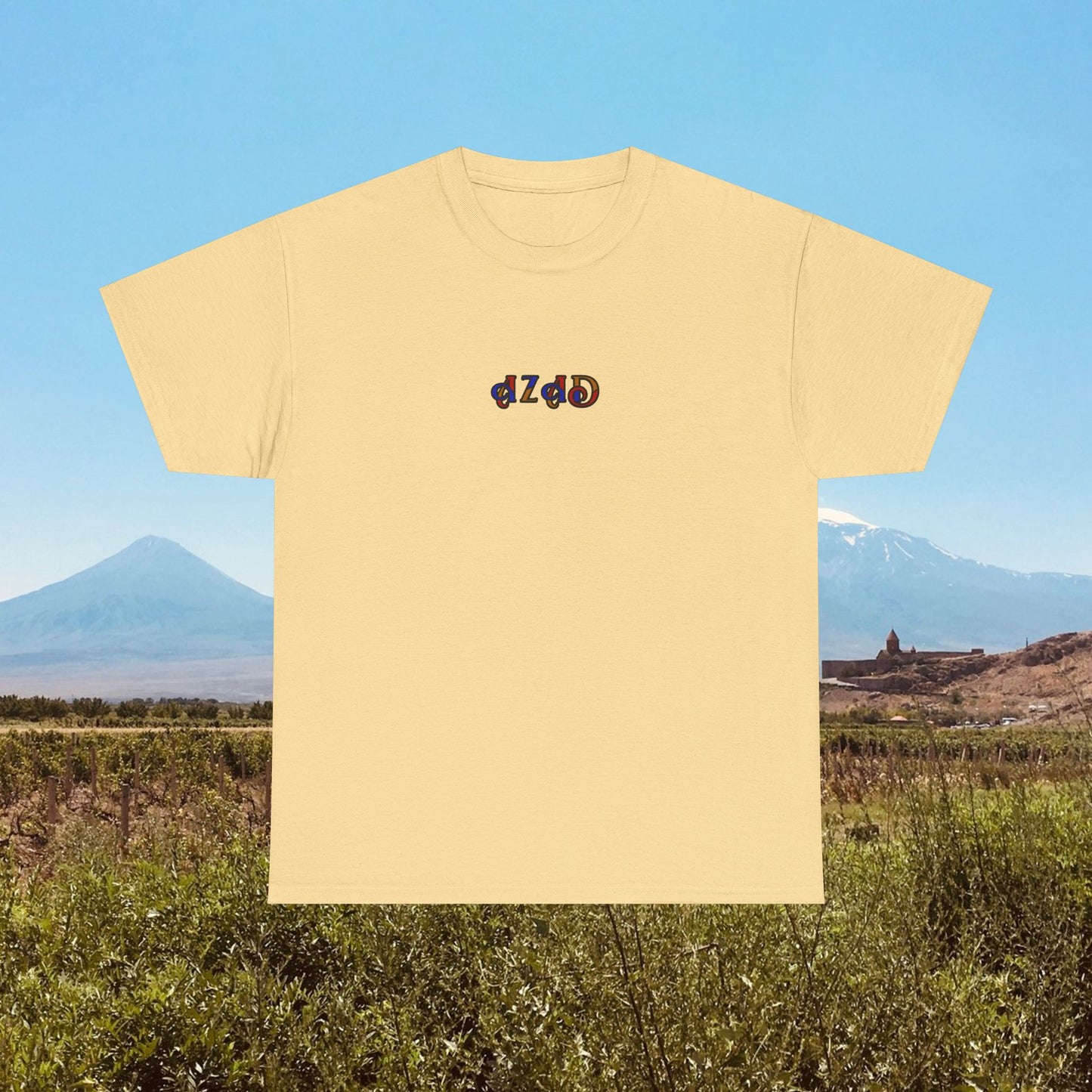 Azad Colorblock Design Unisex Heavy Cotton Tee, Front Design Only