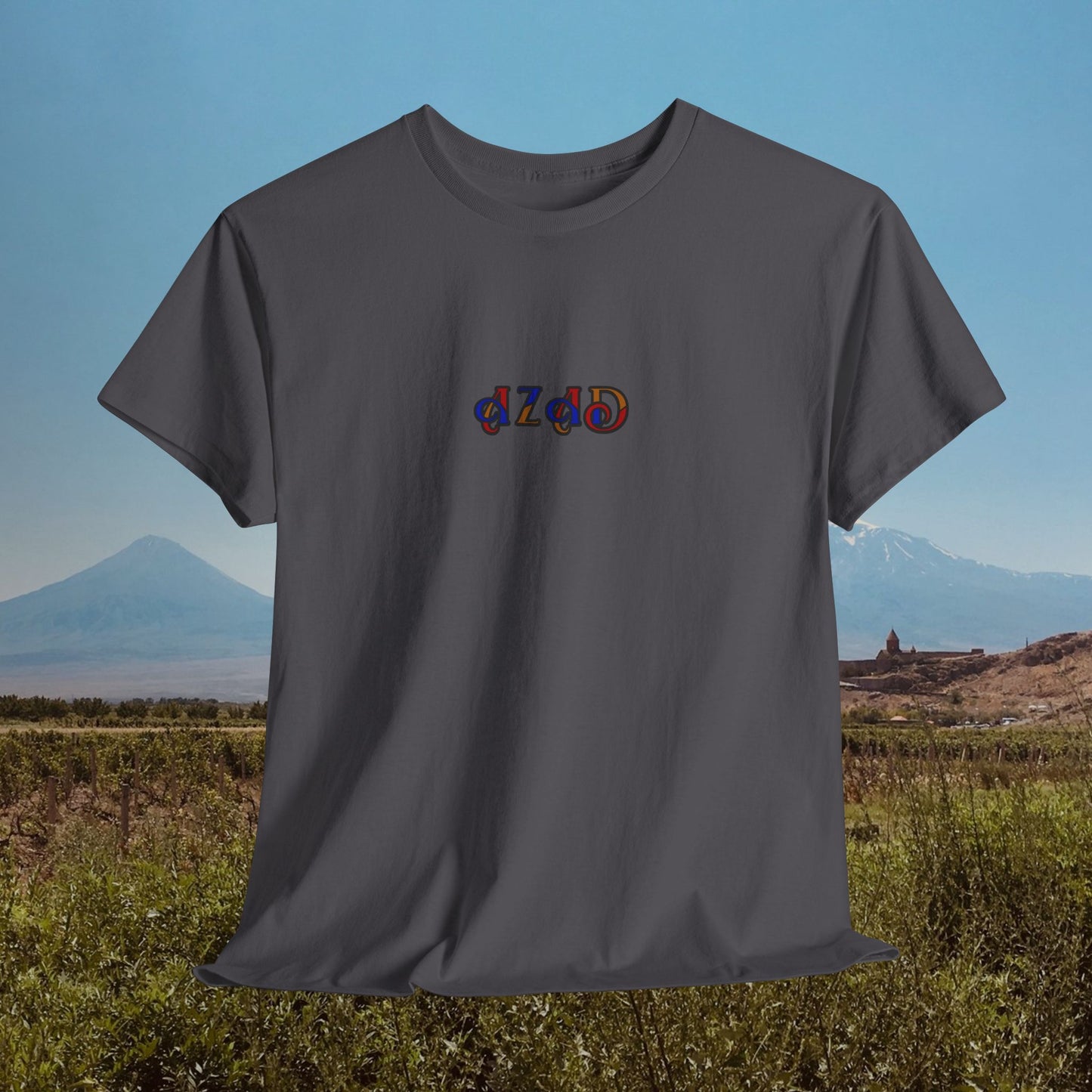 Azad Colorblock Design Unisex Heavy Cotton Tee, Front Design Only