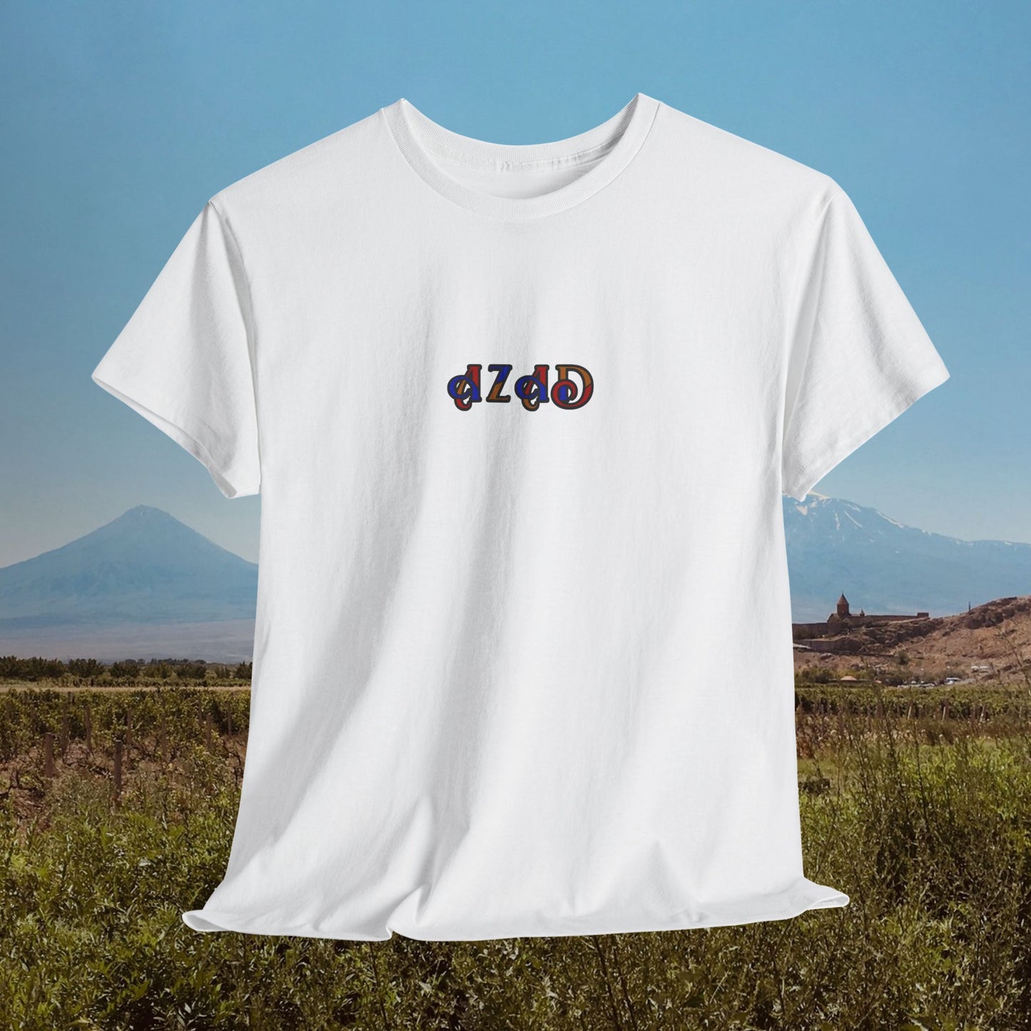 Azad Colorblock Design Unisex Heavy Cotton Tee, Front Design Only