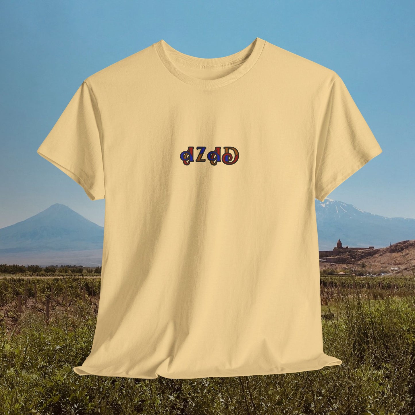 Azad Colorblock Design Unisex Heavy Cotton Tee, Front Design Only