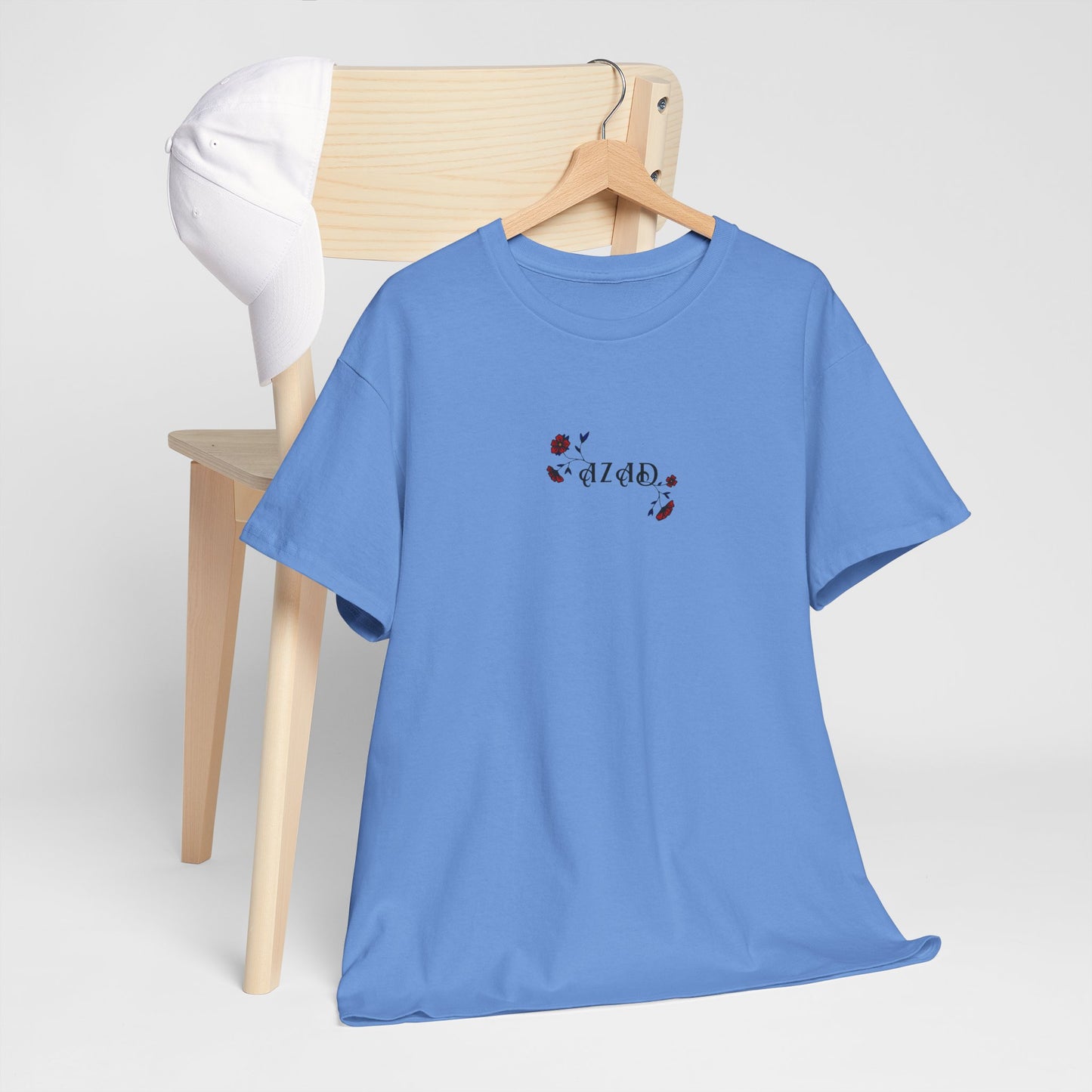 Azad Floral Design Unisex Heavy Cotton Tee, Front Design Only