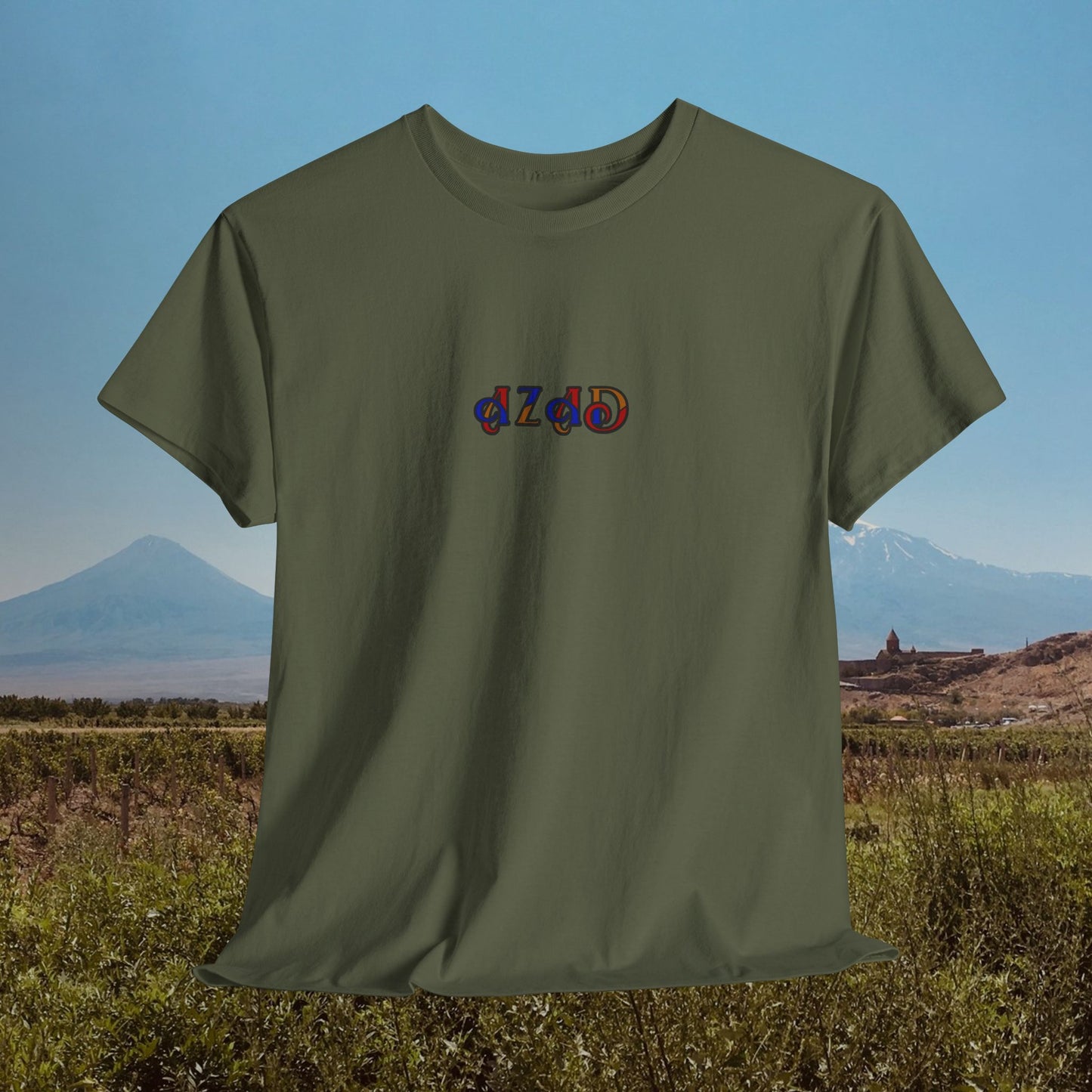 Azad Colorblock Design Unisex Heavy Cotton Tee, Front Design Only