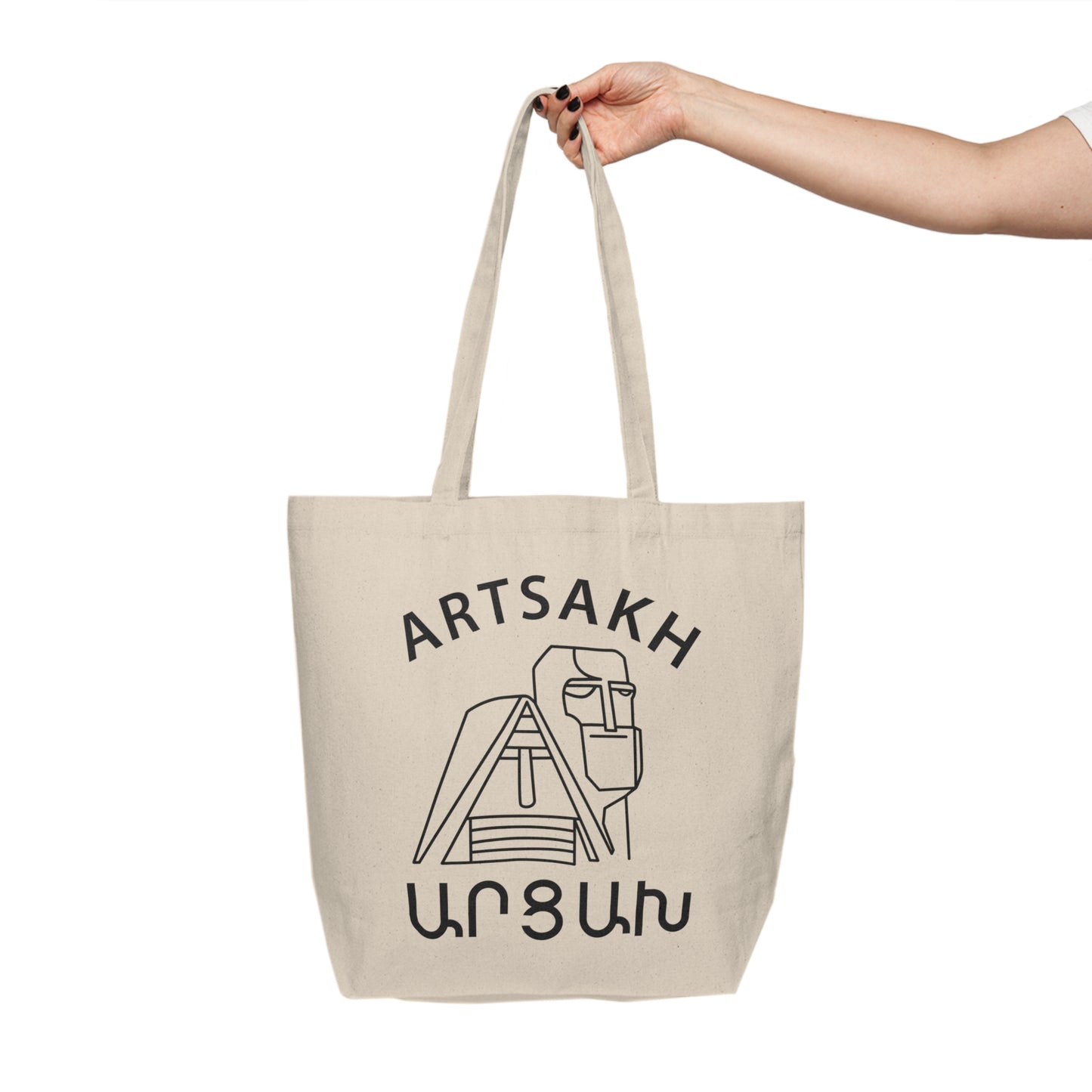 Vintage Artsakh Design Cotton Canvas Tote Bag