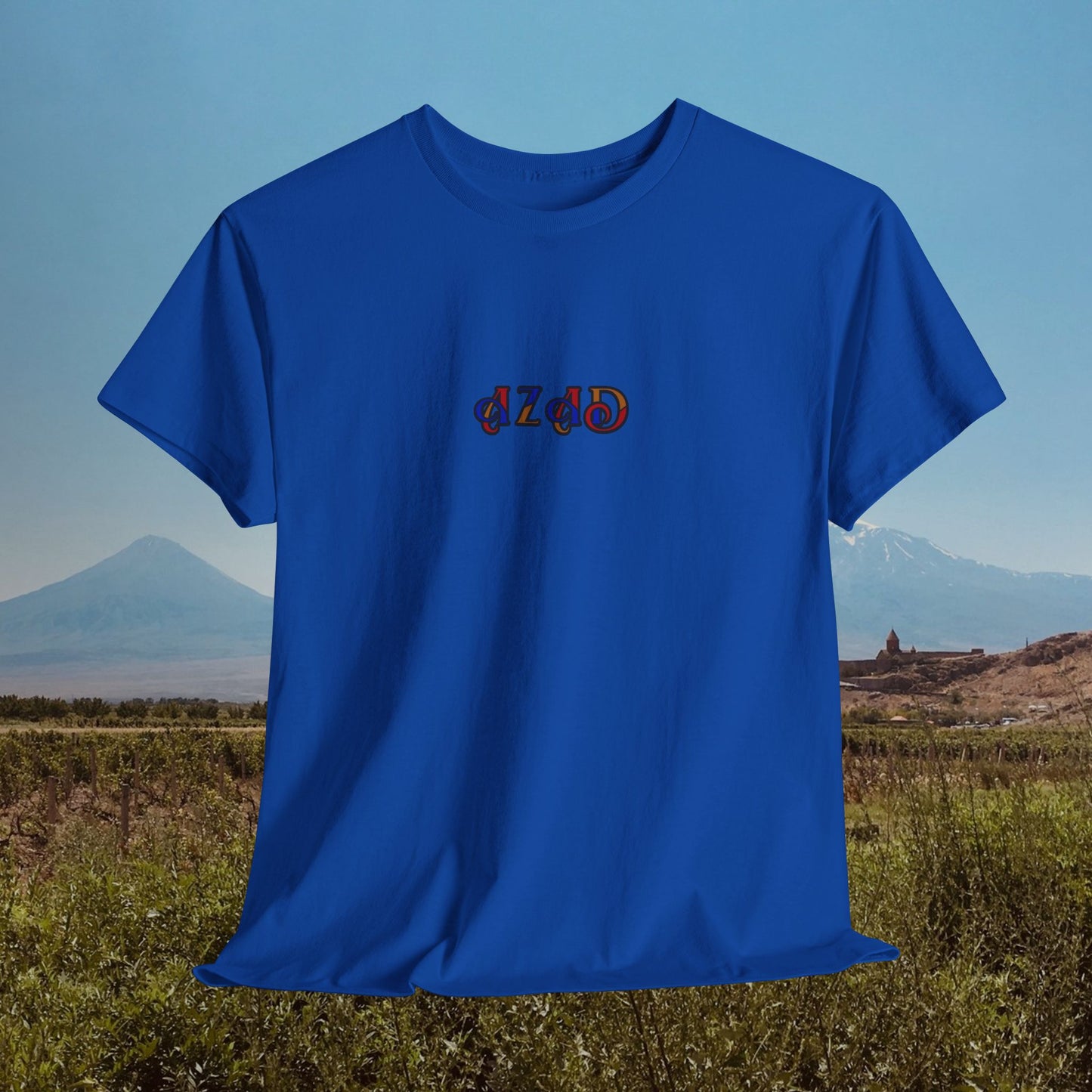 Azad Colorblock Design Unisex Heavy Cotton Tee, Front Design Only