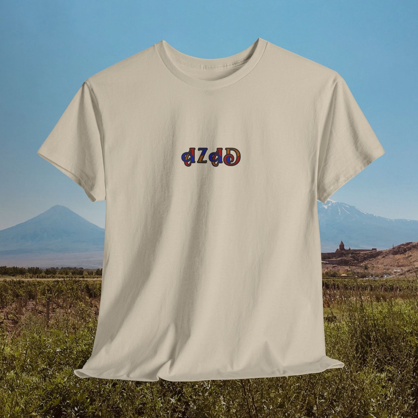Azad Colorblock Design Unisex Heavy Cotton Tee, Front Design Only