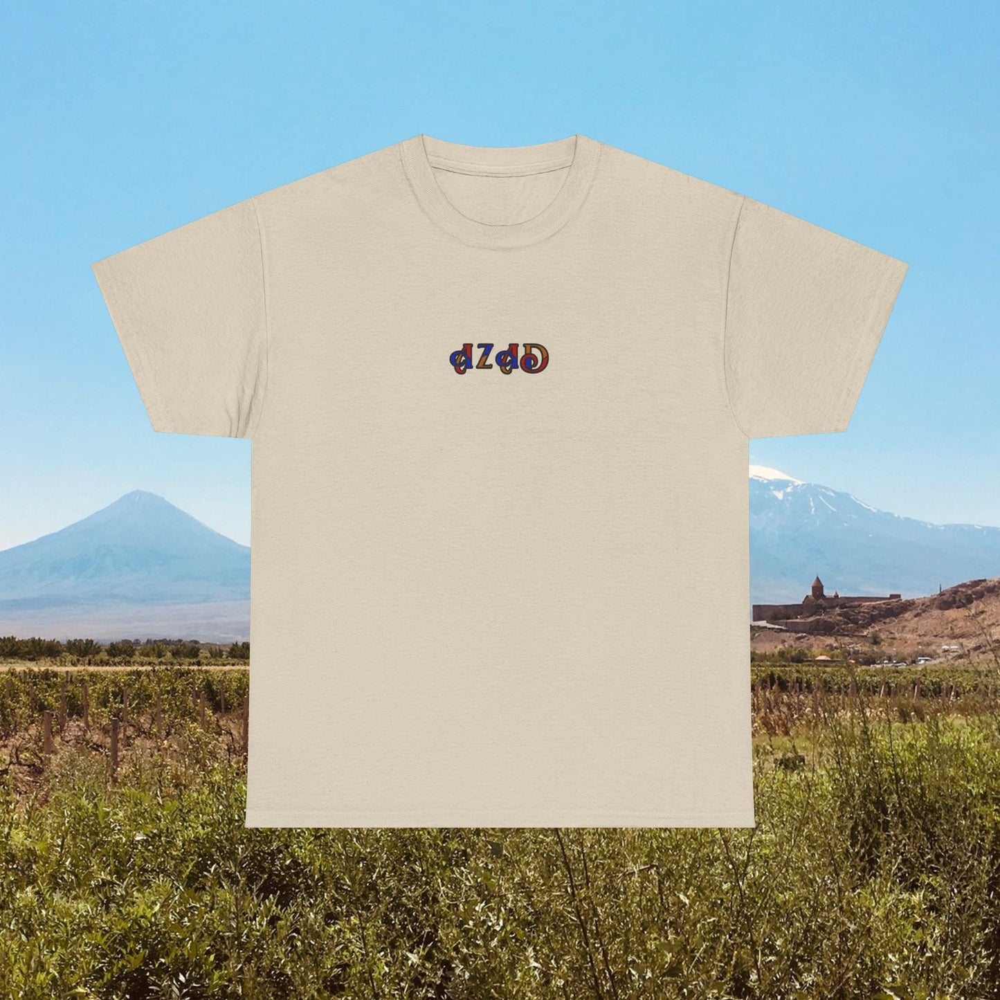 Azad Colorblock Design Unisex Heavy Cotton Tee, Front Design Only