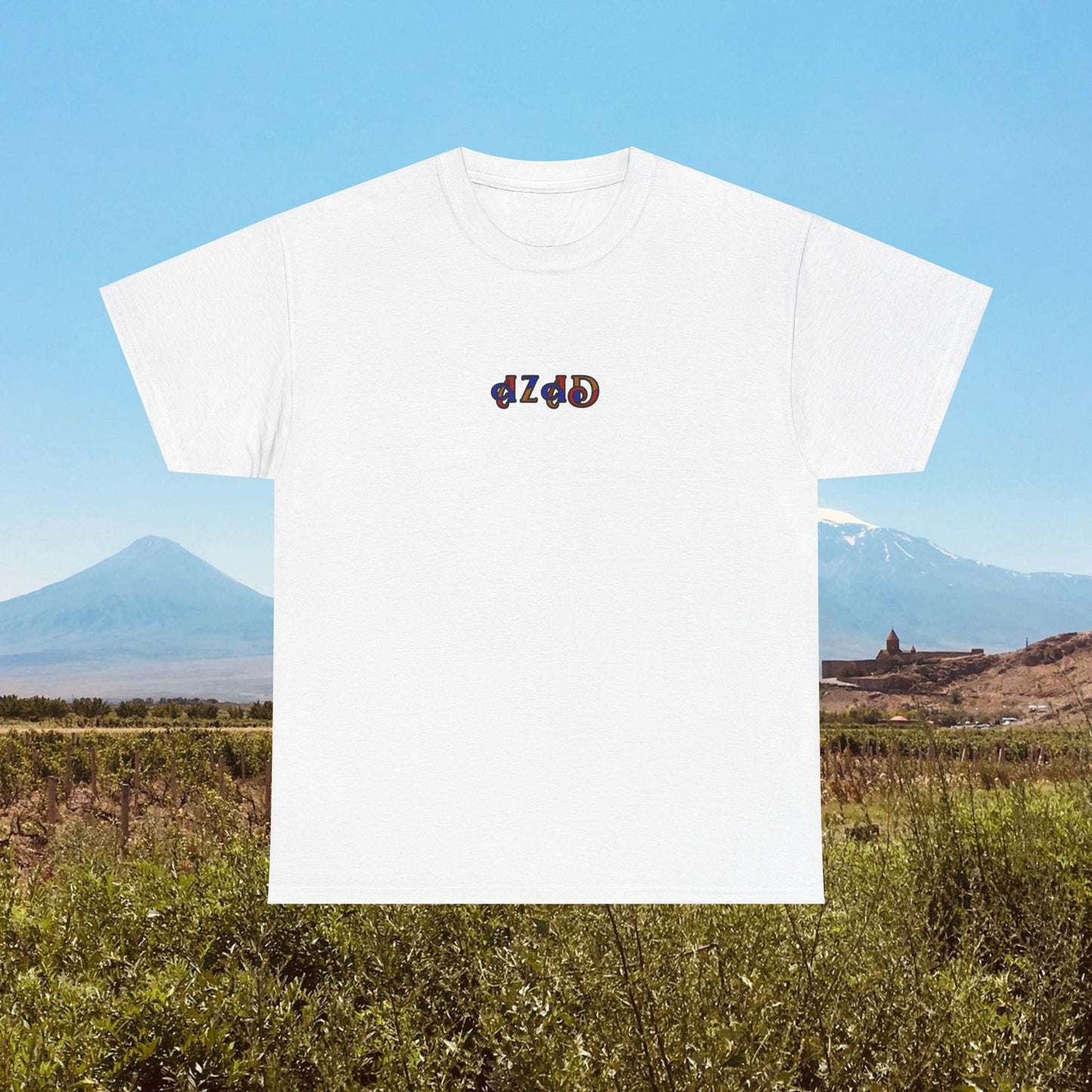 Azad Colorblock Design Unisex Heavy Cotton Tee, Front Design Only