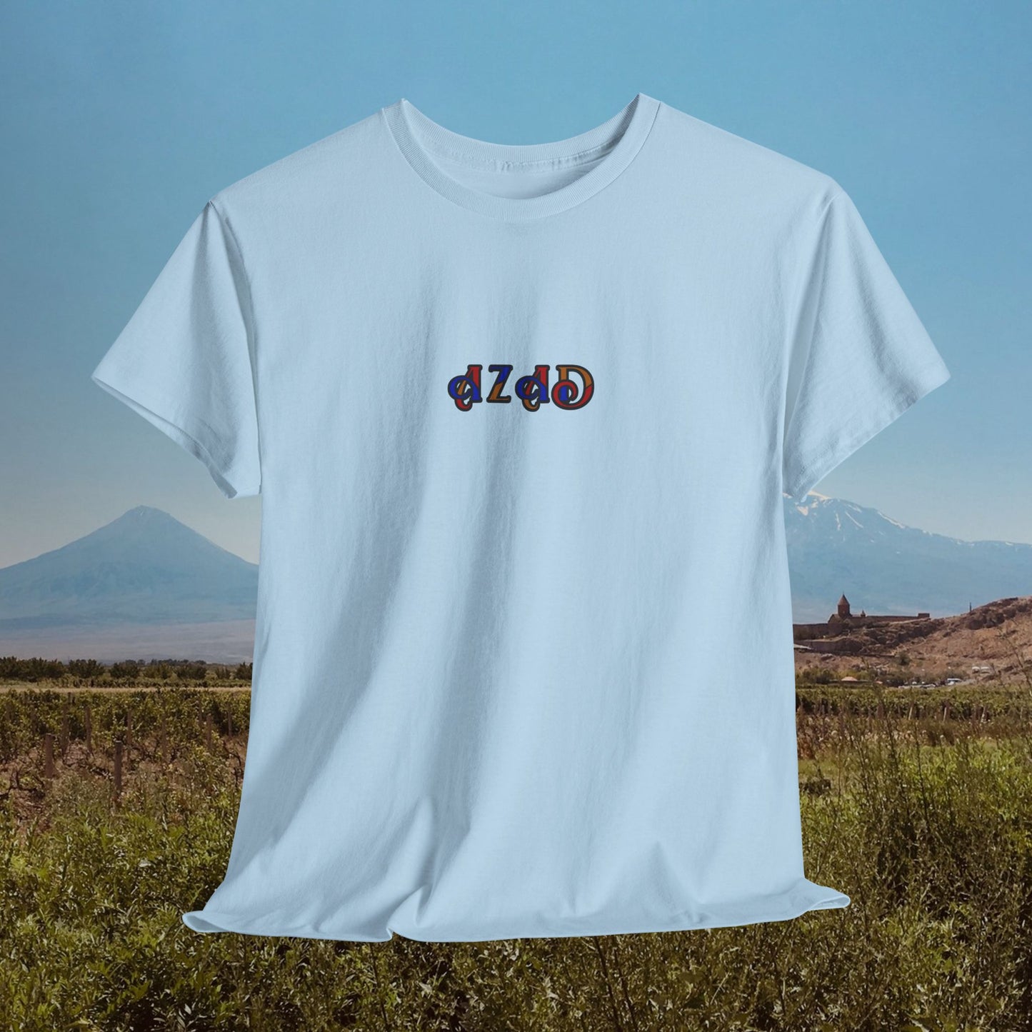 Azad Colorblock Design Unisex Heavy Cotton Tee, Front Design Only